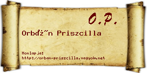 Orbán Priszcilla névjegykártya